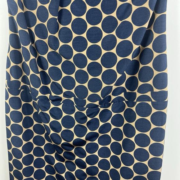 Lela Rose Tan Navy Polka Dot Sheath Dress Size 2 Drop Waist Classic Preppy Silk - Picture 5 of 13